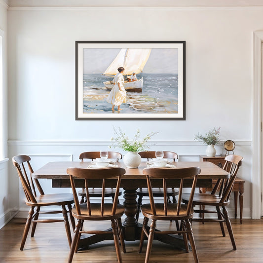 Impressionist Sailboat Painting Print - Sage and Rose Prints