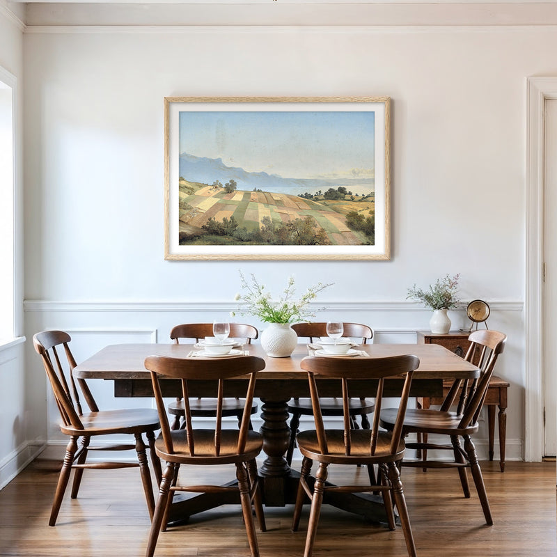 Vintage Farm Landscape - Sage and Rose Prints