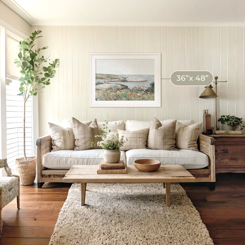 Serene Impressionist Coastal Flowers - Sage and Rose Prints