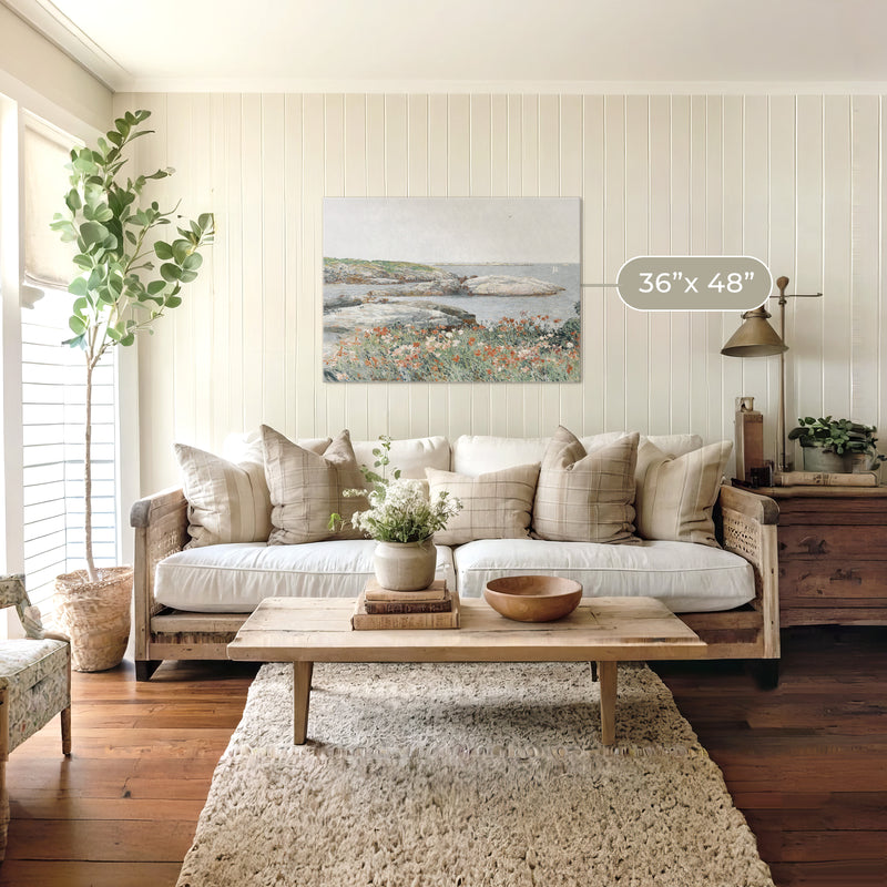 Serene Impressionist Coastal Flowers - Sage and Rose Prints