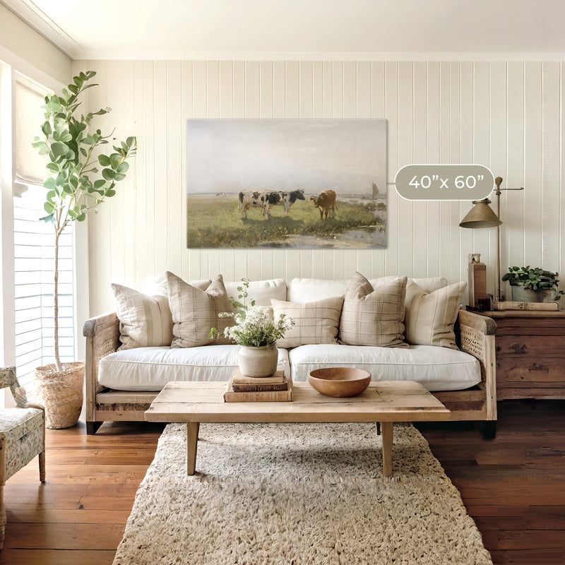 Old Masters Cow Painting No1 - Sage and Rose Prints