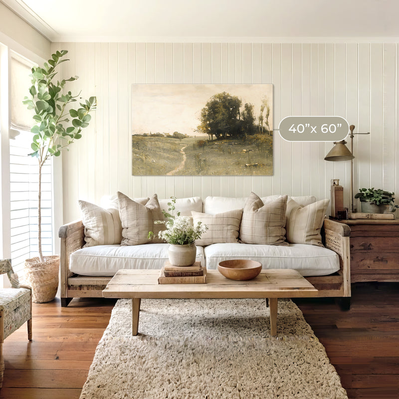 Muted Green Countryside Landscape No1 - Sage and Rose Prints