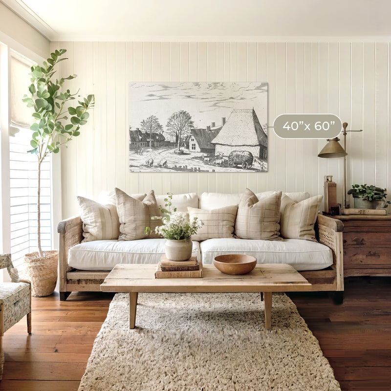 Cottagecore Black and White Illustration - Sage and Rose Prints
