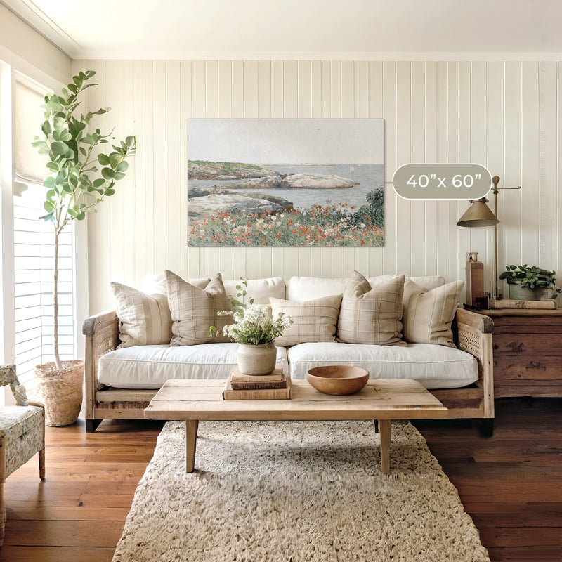 Serene Impressionist Coastal Flowers - Sage and Rose Prints