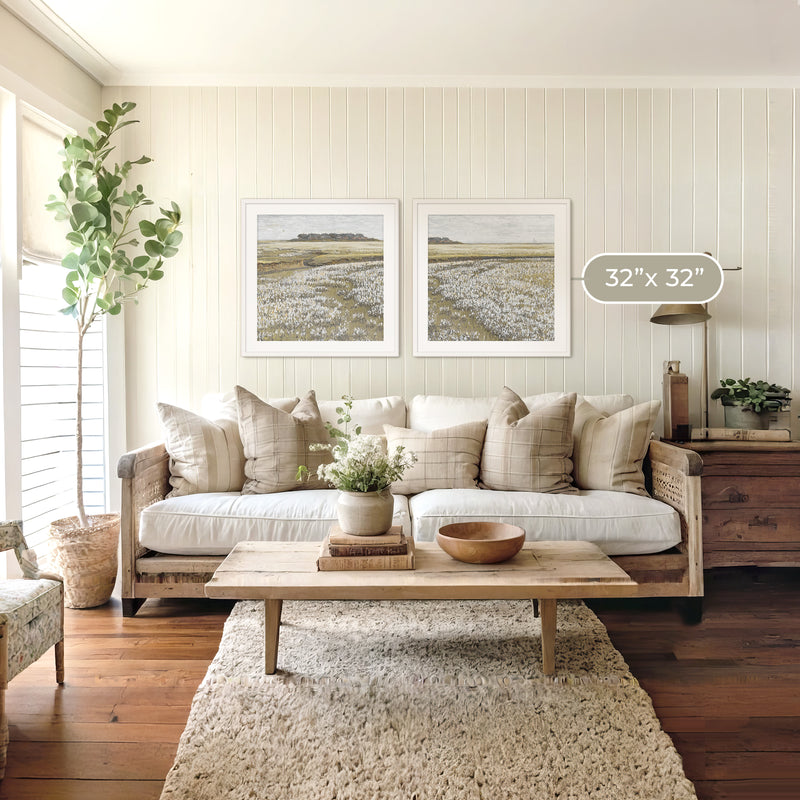 Flourishing Fields Landscape 2 Piece Painting - Sage and Rose Prints