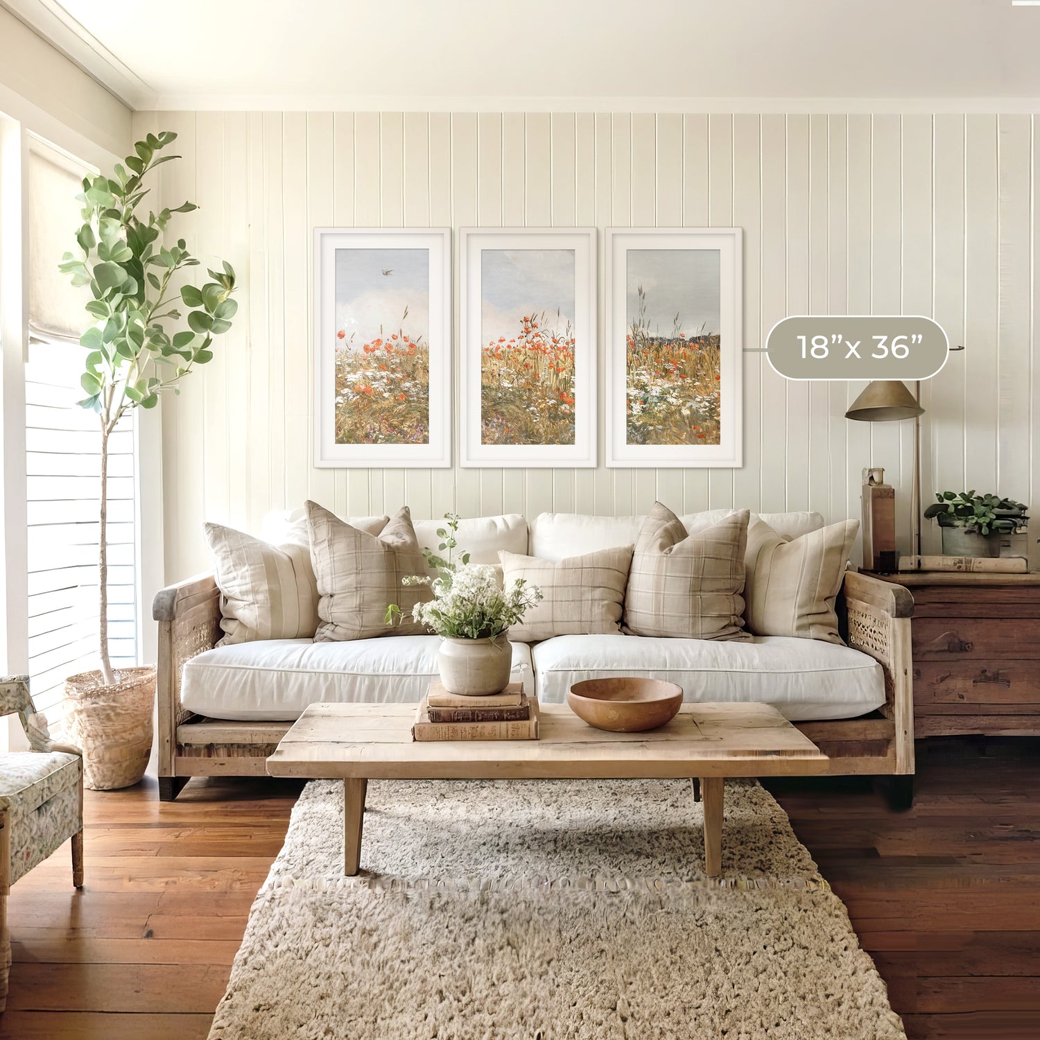 Cottage Package - Living Room G 3x - Sage and Rose Prints