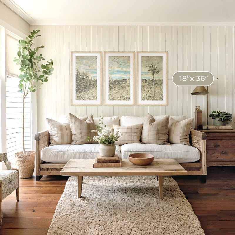 3 Piece Wheat Field Painted by Van Gough - Sage and Rose Prints