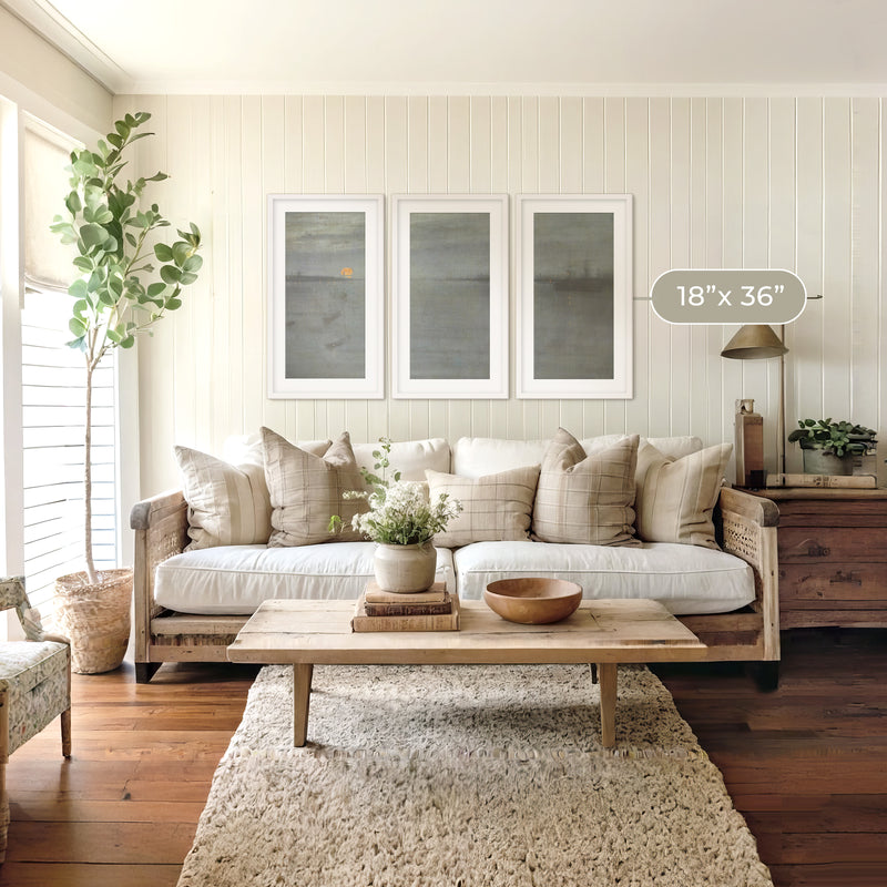 Moonstone Blue Ocean Triptych - Sage and Rose Prints