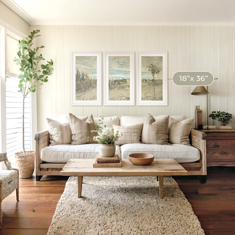 3 Piece Wheat Field Painted by Van Gough - Sage and Rose Prints