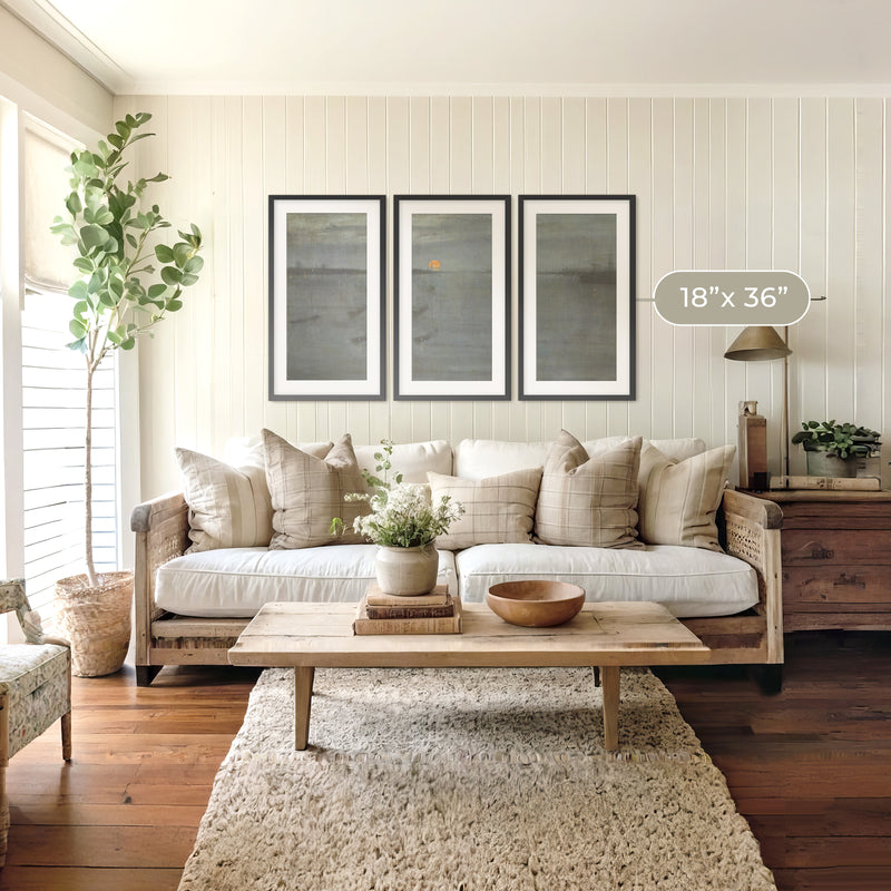 Moonstone Blue Ocean Triptych - Sage and Rose Prints