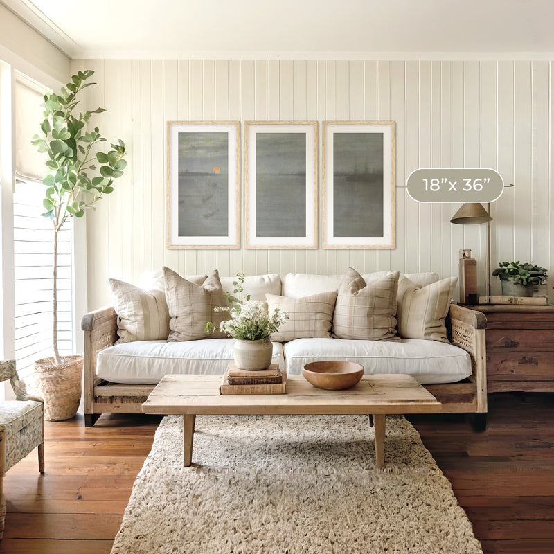 Moonstone Blue Ocean Triptych - Sage and Rose Prints