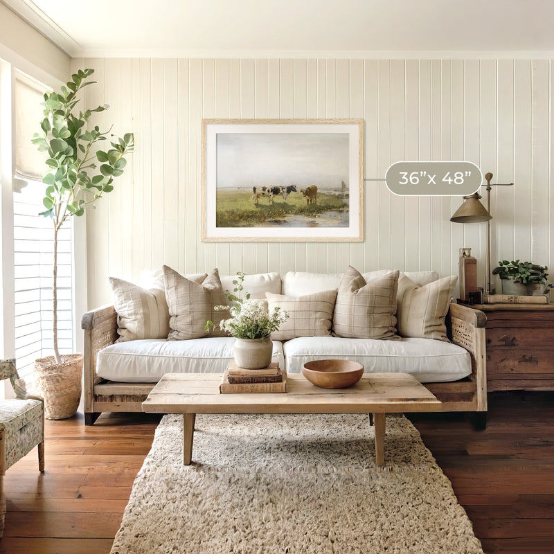 Old Masters Cow Painting No1 - Sage and Rose Prints