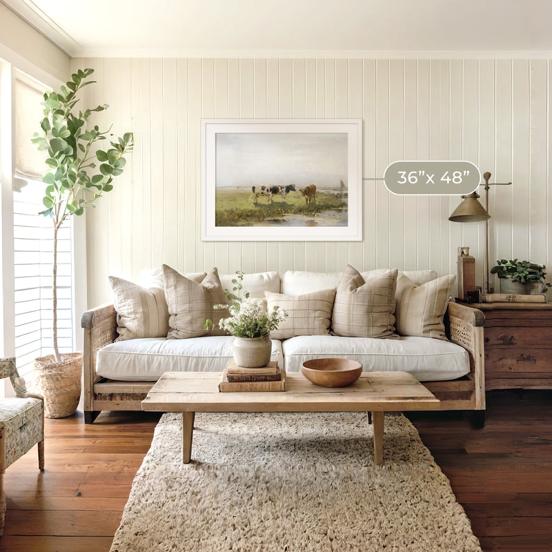 Old Masters Cow Painting No1 - Sage and Rose Prints