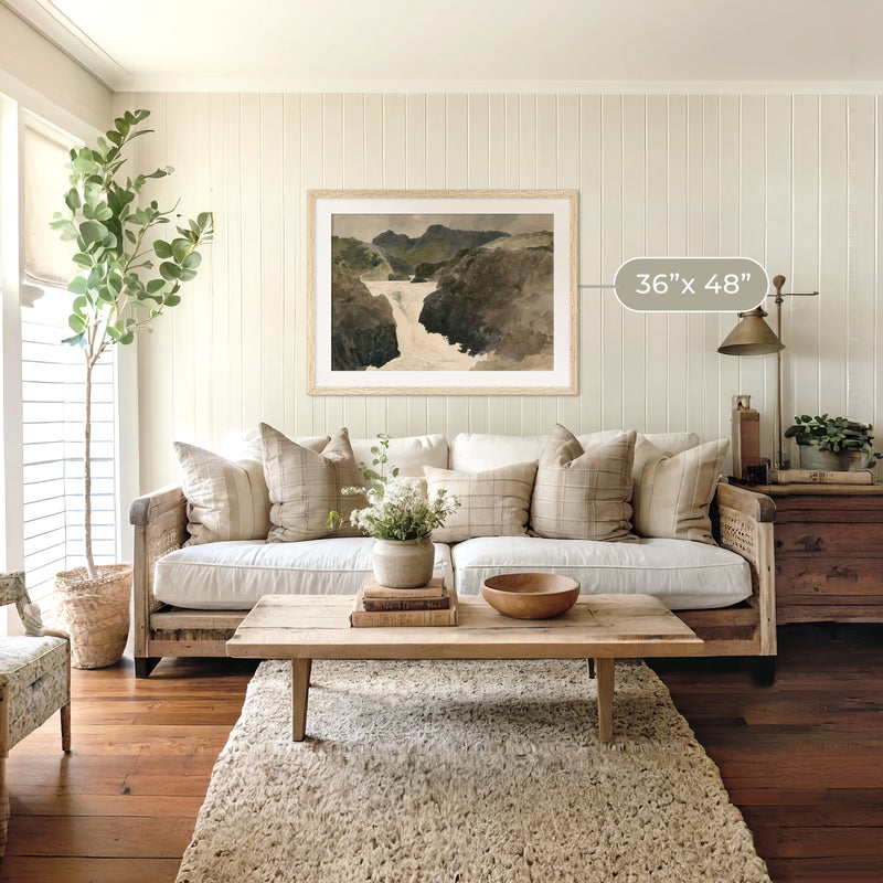 River Rapids Muted Watercolor No2 - Sage and Rose Prints