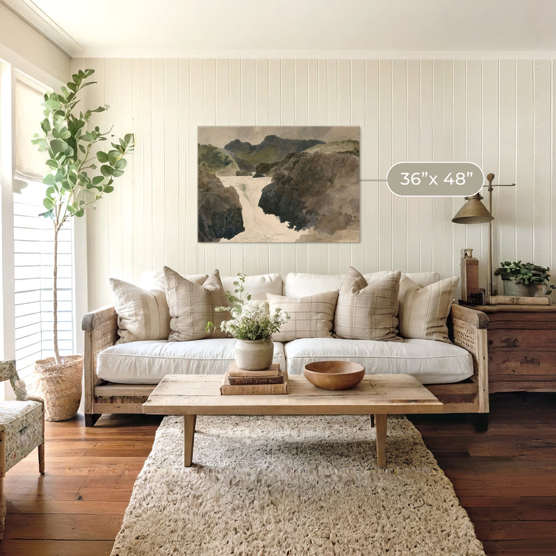 River Rapids Muted Watercolor No2 - Sage and Rose Prints