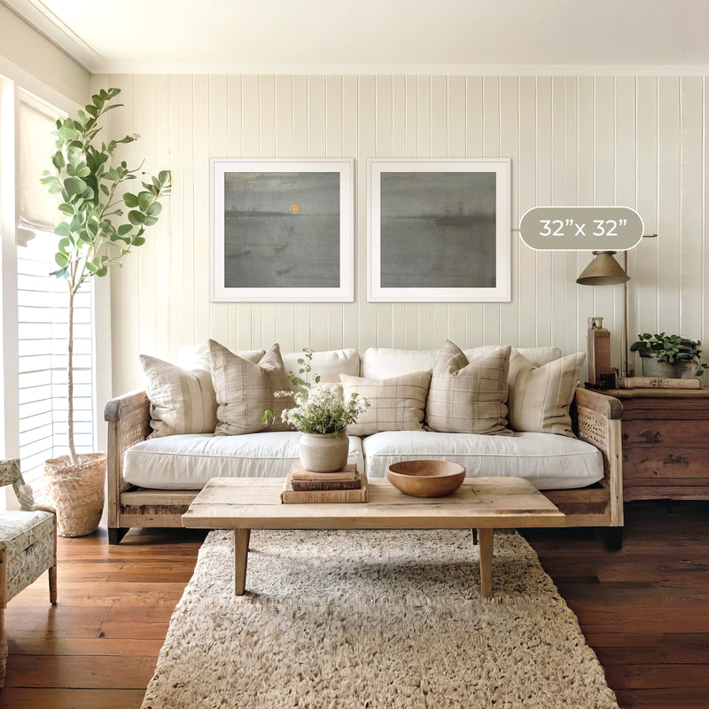 Moonstone Blue Ocean 2-Panel Art Set - Sage and Rose Prints