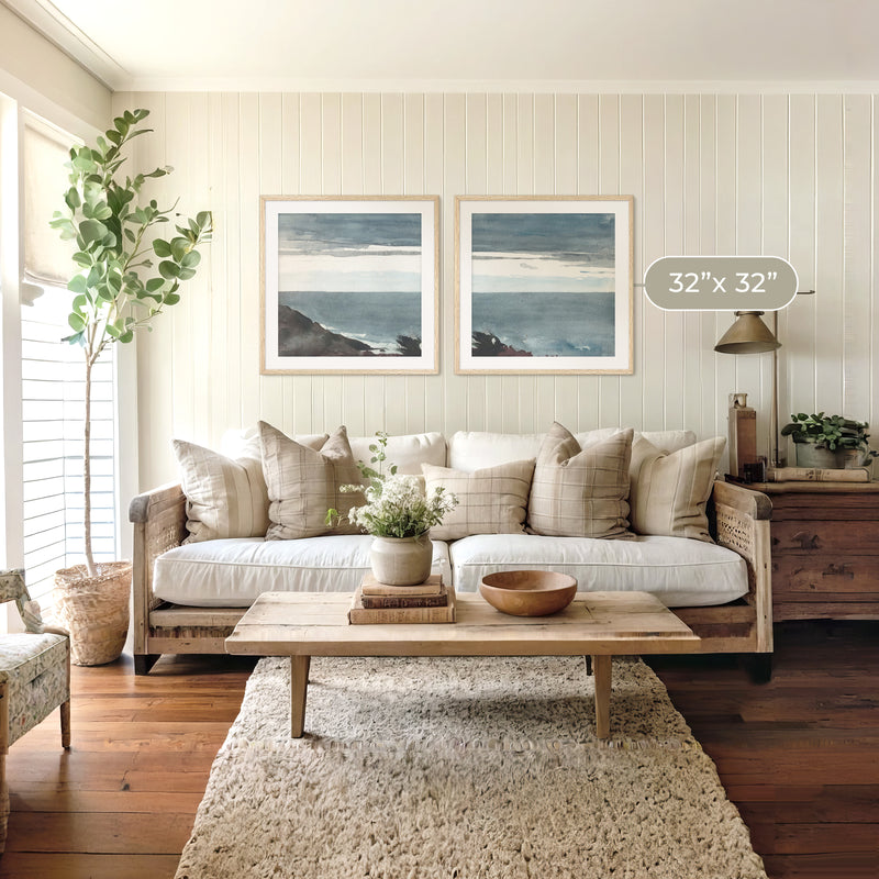 Slate Blue Seascape 2-Panel Set - Sage and Rose Prints