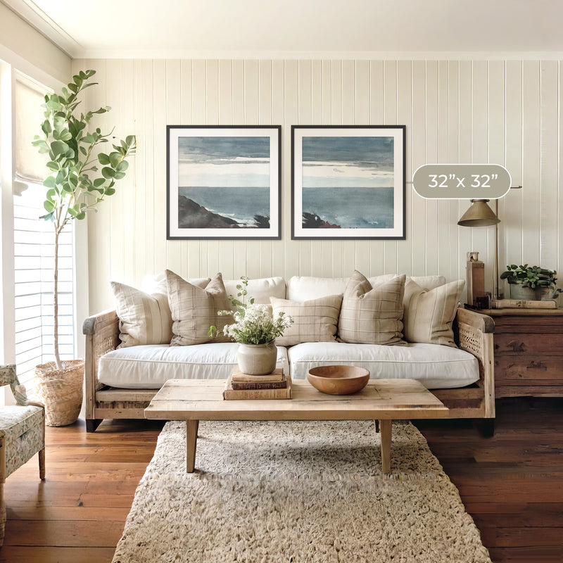 Slate Blue Seascape 2-Panel Set - Sage and Rose Prints