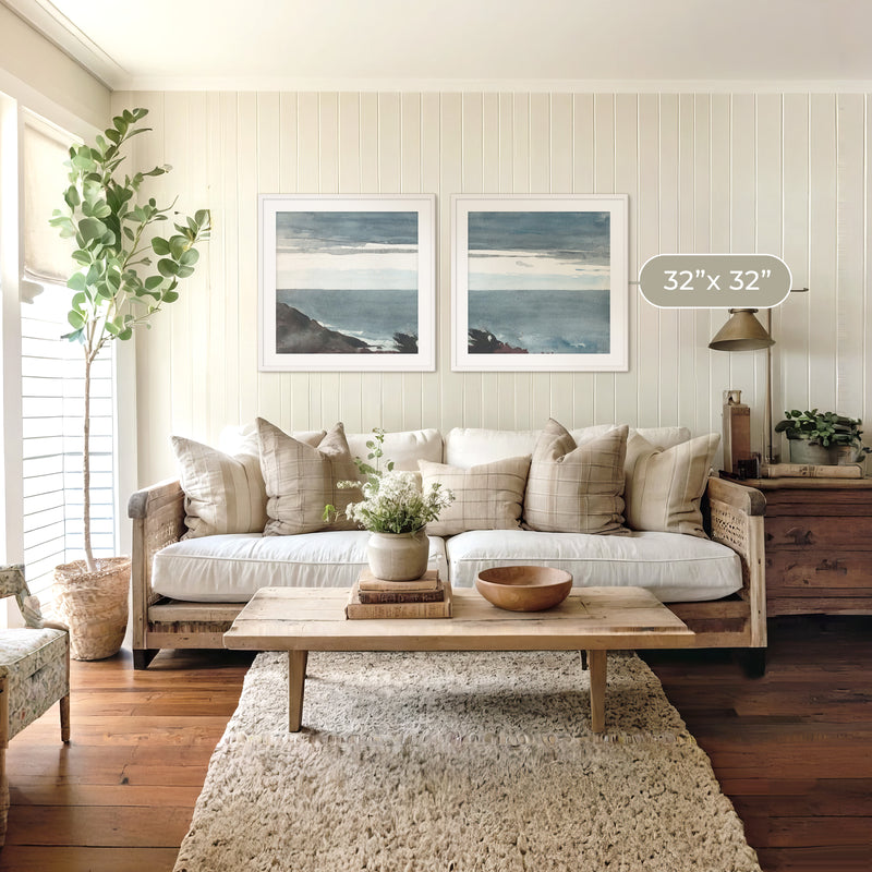 Slate Blue Seascape 2-Panel Set - Sage and Rose Prints