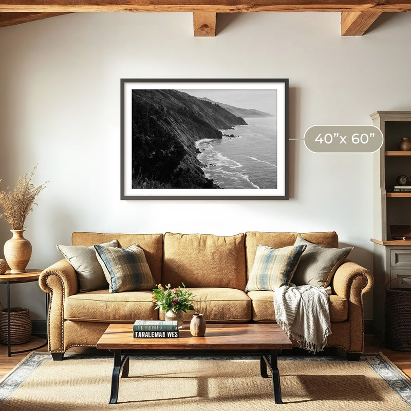 Big Sur Black and White Photo - Sage and Rose Prints