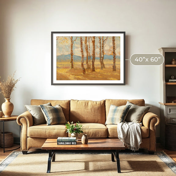 Birches in Autumn - Sage and Rose Prints
