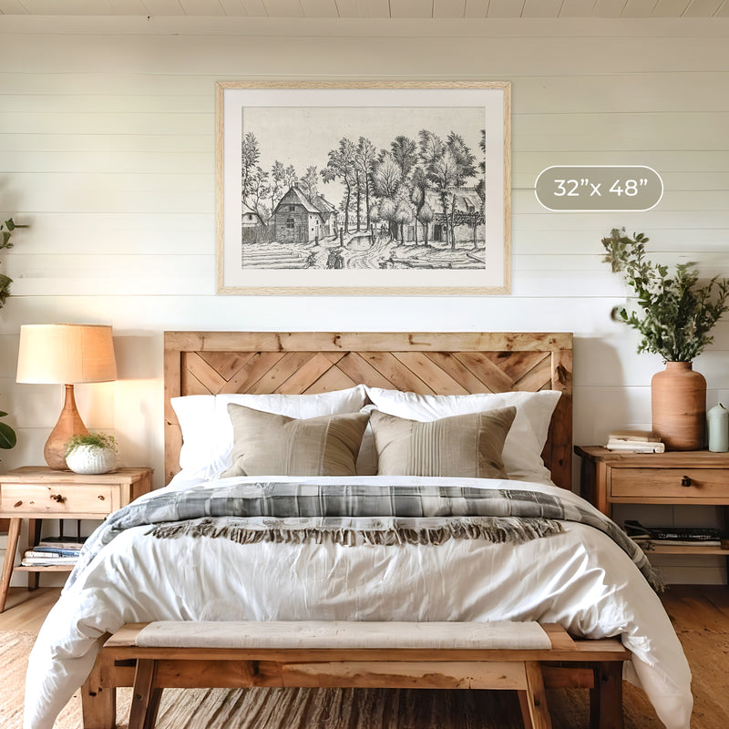 Black and White Cottagecore Drawing - Sage and Rose Prints