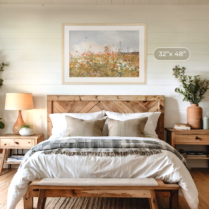 Poppies Spring Bloom Impressionist Painting No1 - Sage and Rose Prints