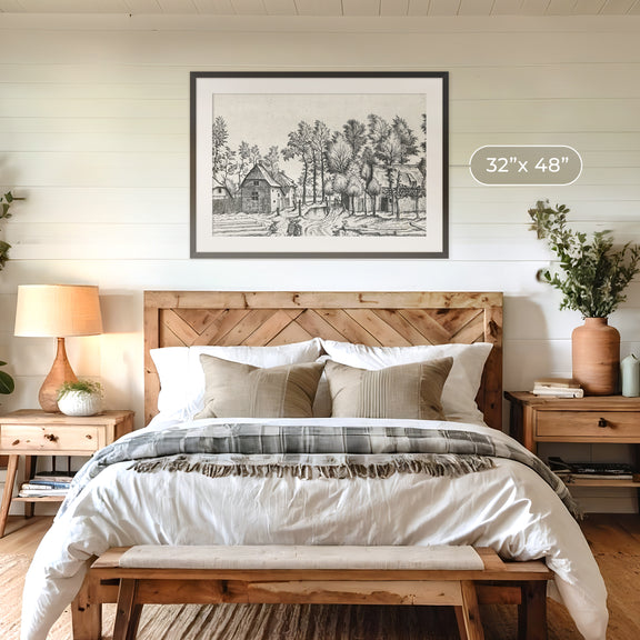 Black and White Cottagecore Drawing - Sage and Rose Prints