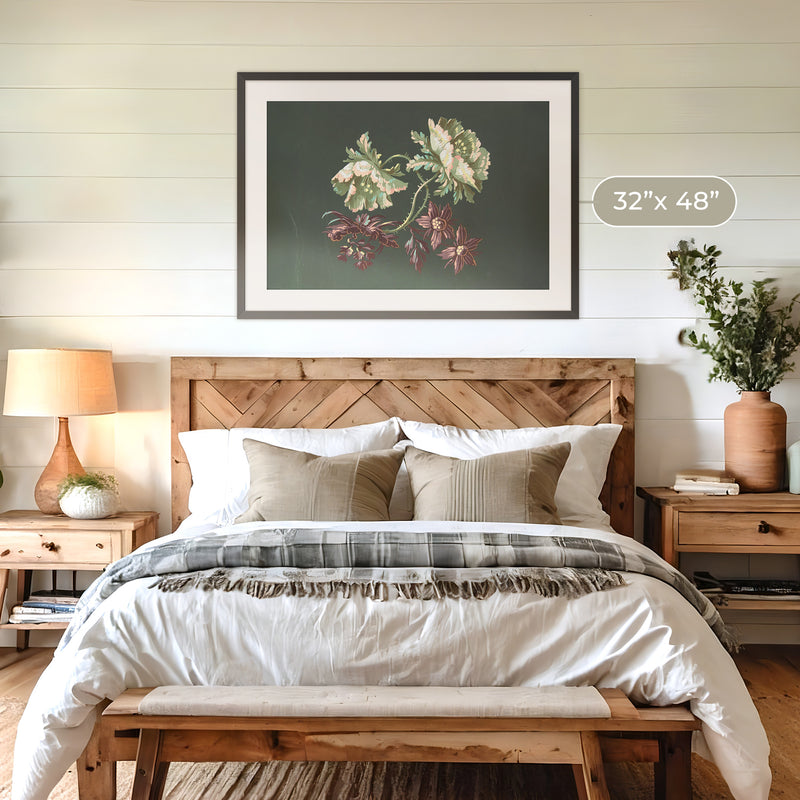 Green Floral Botanical Print No2 - Sage and Rose Prints