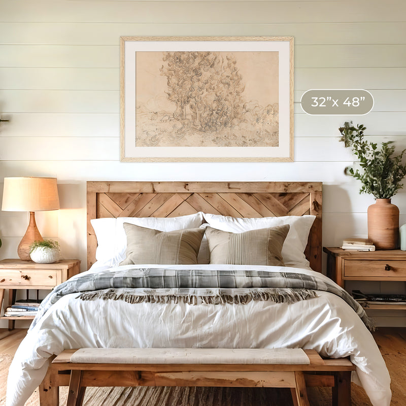 Vintage Drawing by Vincent Van Gogh No2 - Sage and Rose Prints