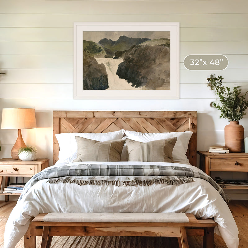 River Rapids Muted Watercolor No2 - Sage and Rose Prints