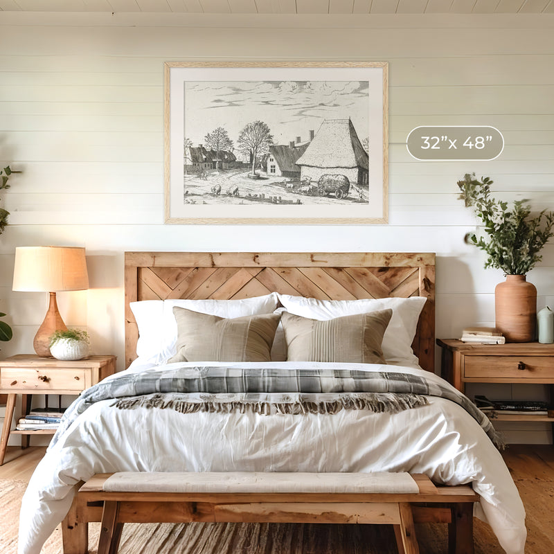 Cottagecore Black and White Illustration - Sage and Rose Prints