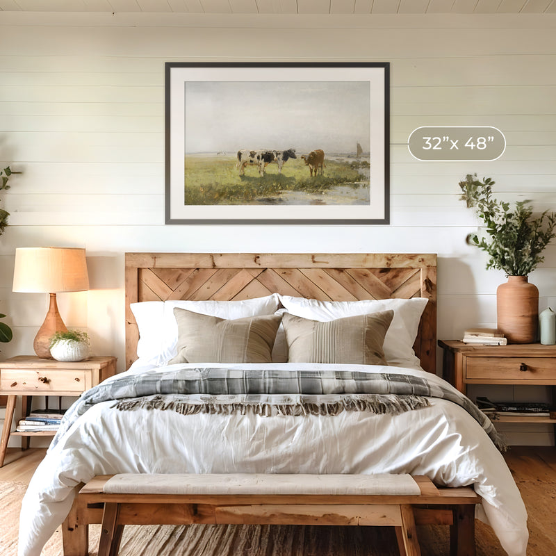 Old Masters Cow Painting No1 - Sage and Rose Prints