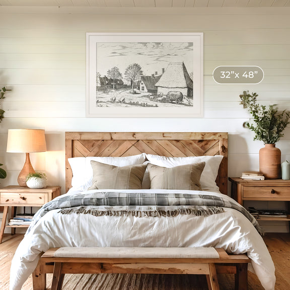 Cottagecore Black and White Illustration - Sage and Rose Prints