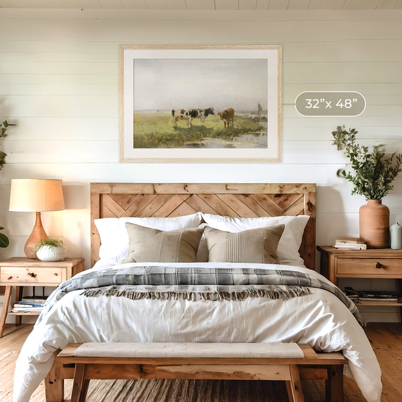 Old Masters Cow Painting No1 - Sage and Rose Prints