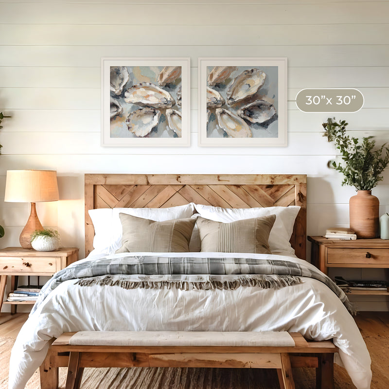 Oyster Shells Paintings 2-Panel Art Set - Sage and Rose Prints