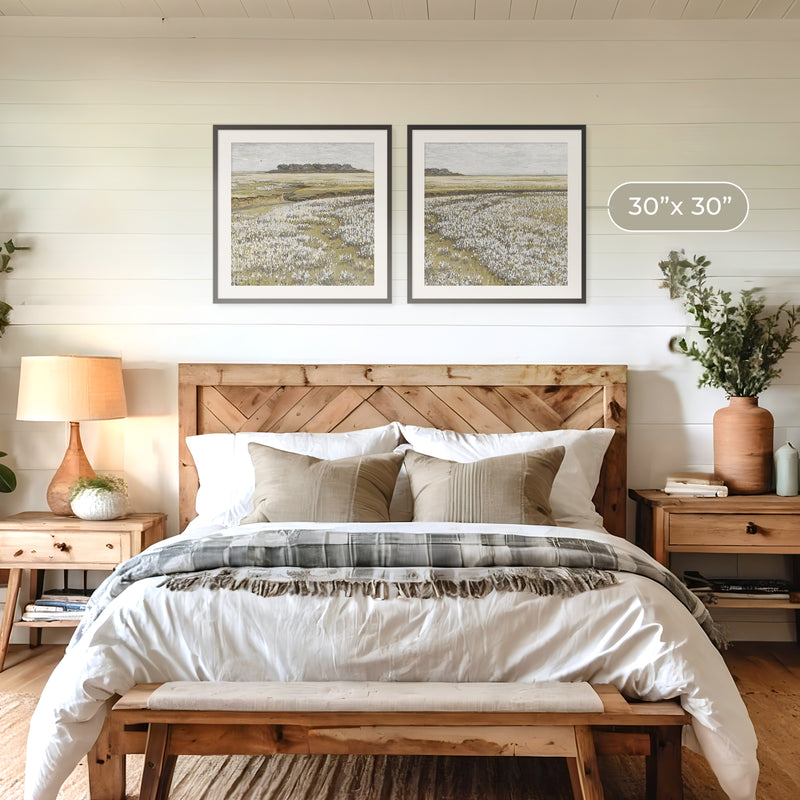 Flourishing Fields Landscape 2 Piece Painting - Sage and Rose Prints