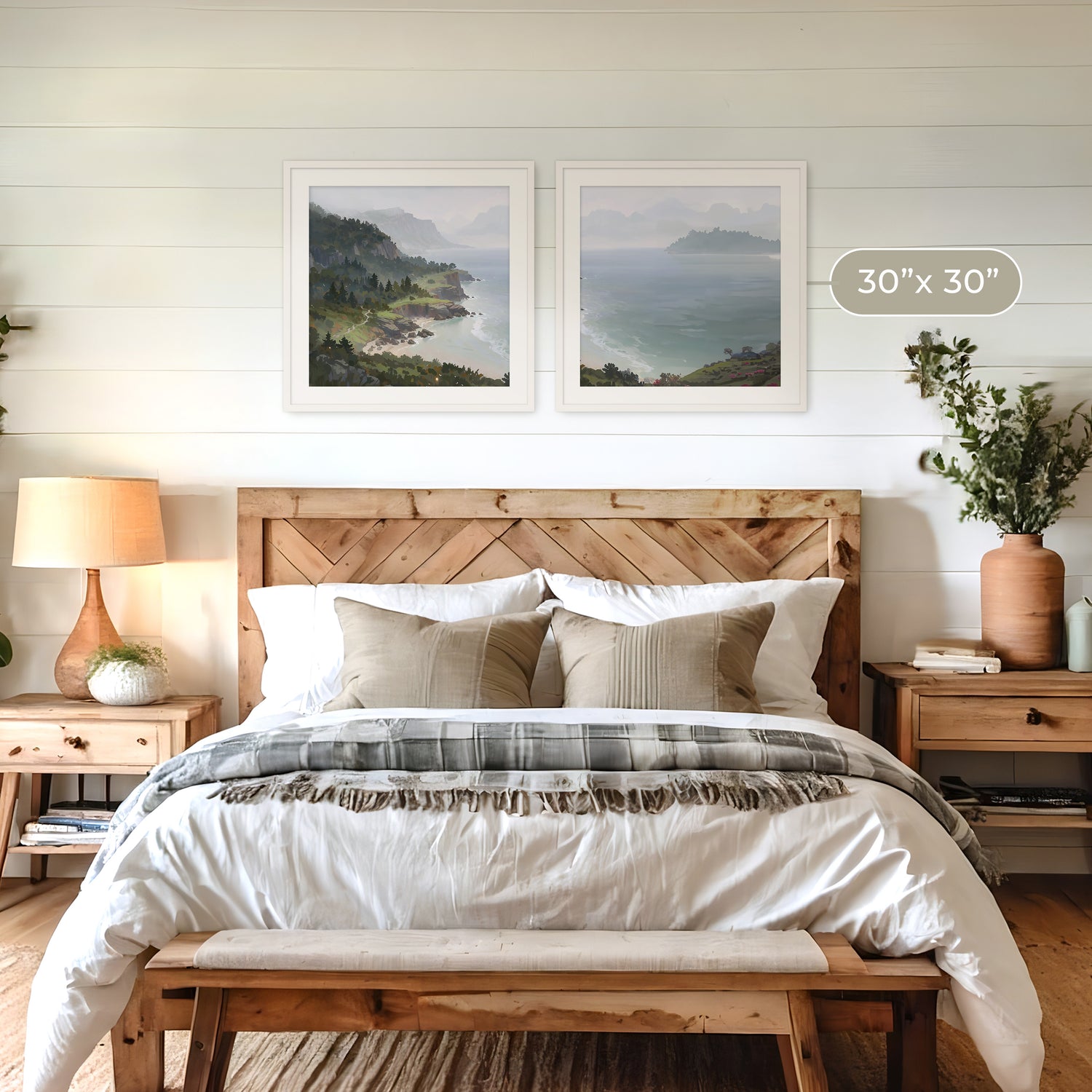 Pacific Coast Painting 2-Panel Art Set - Sage and Rose Prints