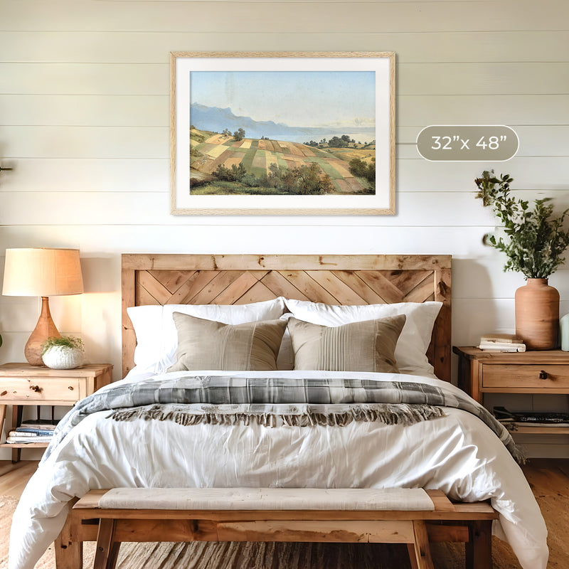 Vintage Farm Landscape - Sage and Rose Prints