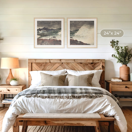 Moody Ocean in Pewter Shades 2-Panel Set - Sage and Rose Prints