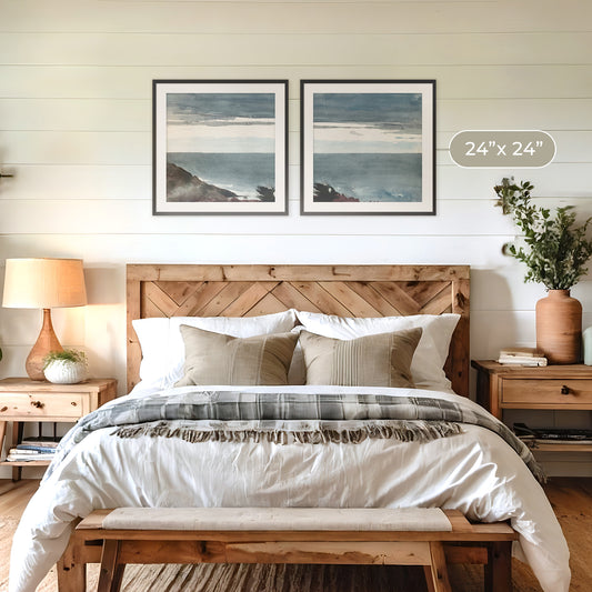 Slate Blue Seascape 2-Panel Set - Sage and Rose Prints