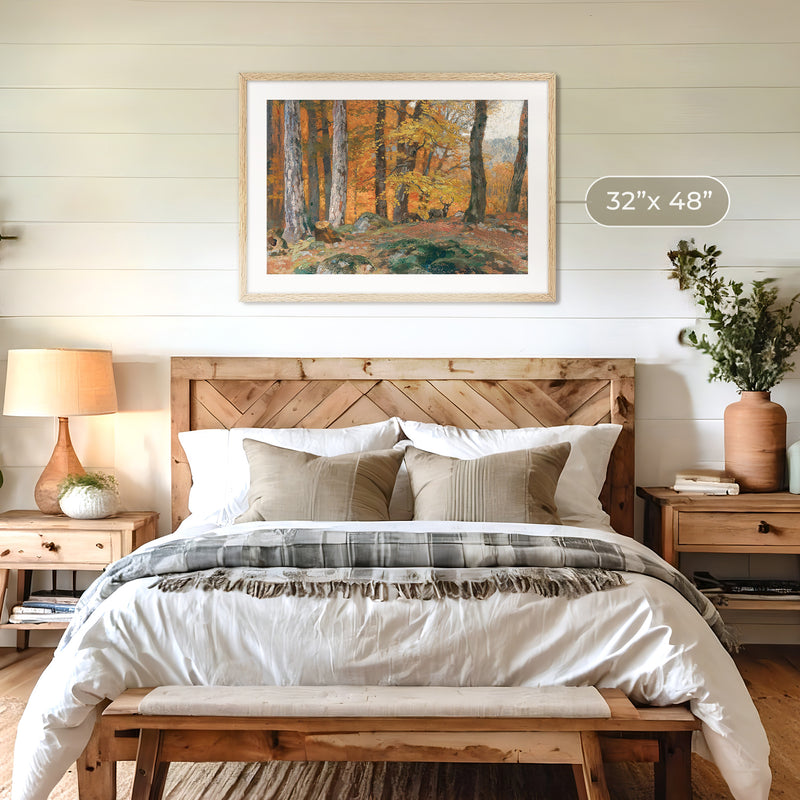Forest Glade with Deer - Sage and Rose Prints
