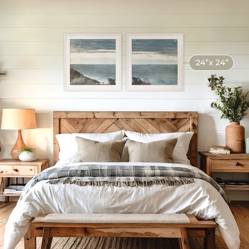 Slate Blue Seascape 2-Panel Set - Sage and Rose Prints