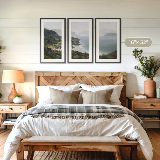 Pacific Coast Painting Triptych - Sage and Rose Prints