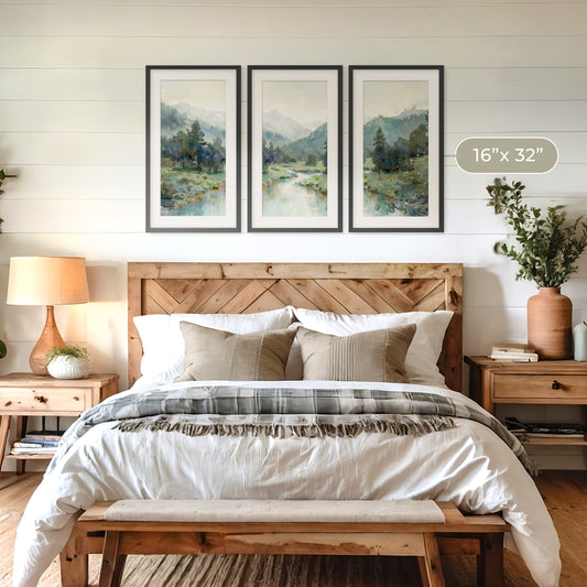 Rocky Mountain River Valley Triptych - Sage and Rose Prints