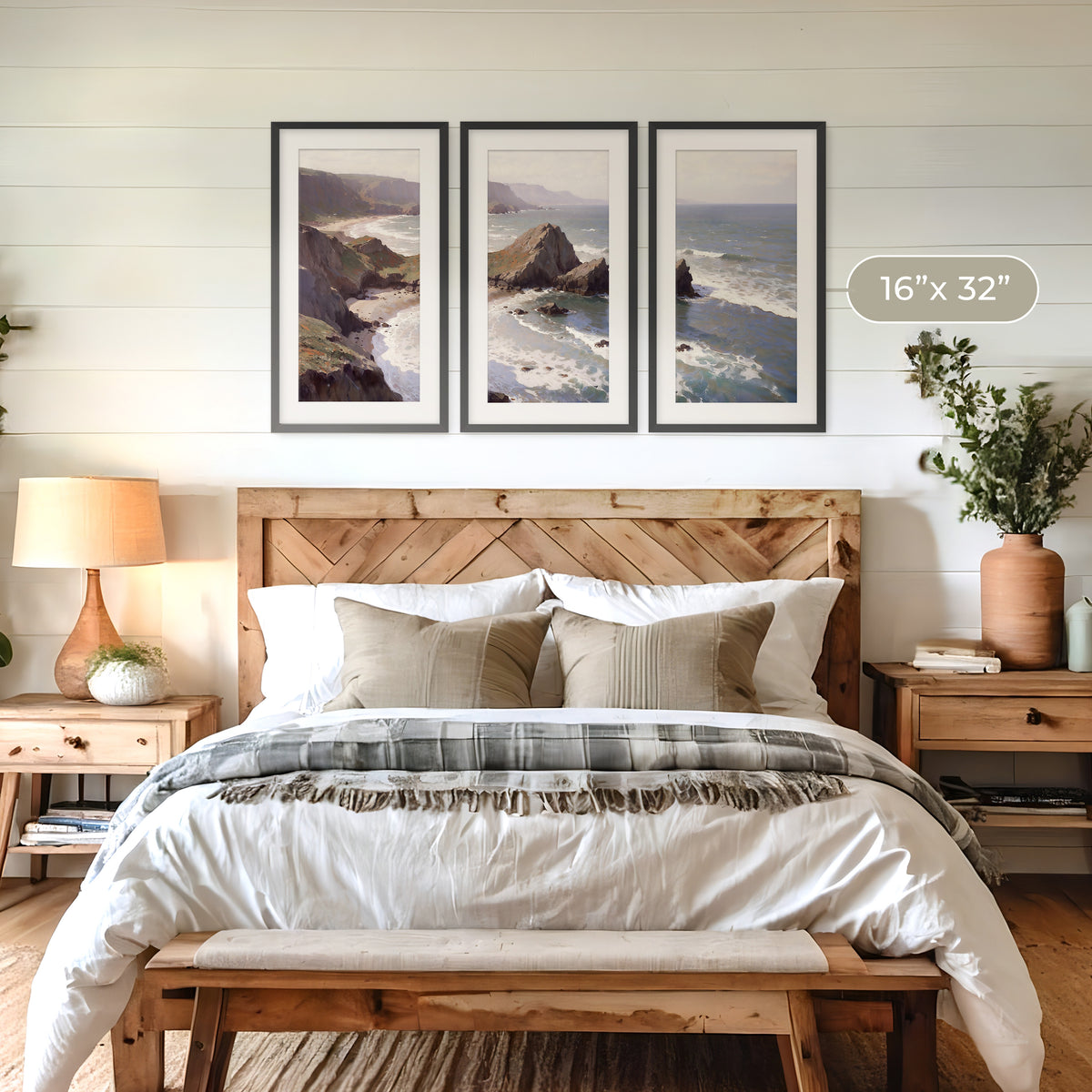 Oregon Coast Art Triptych - Sage and Rose Prints