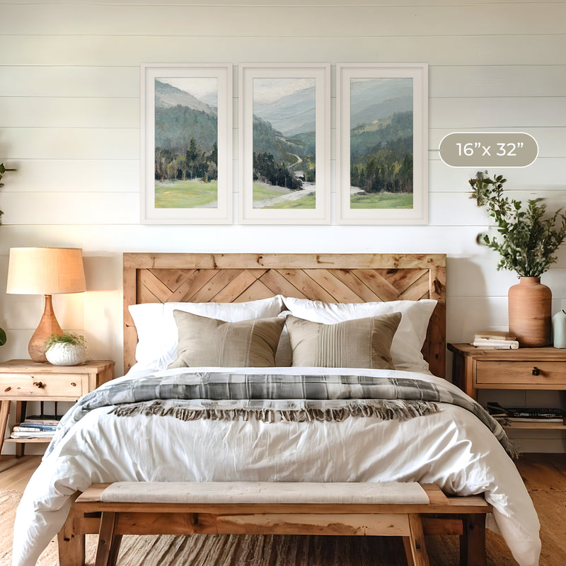 Rocky Mountain Oil Painting Triptych - Sage and Rose Prints