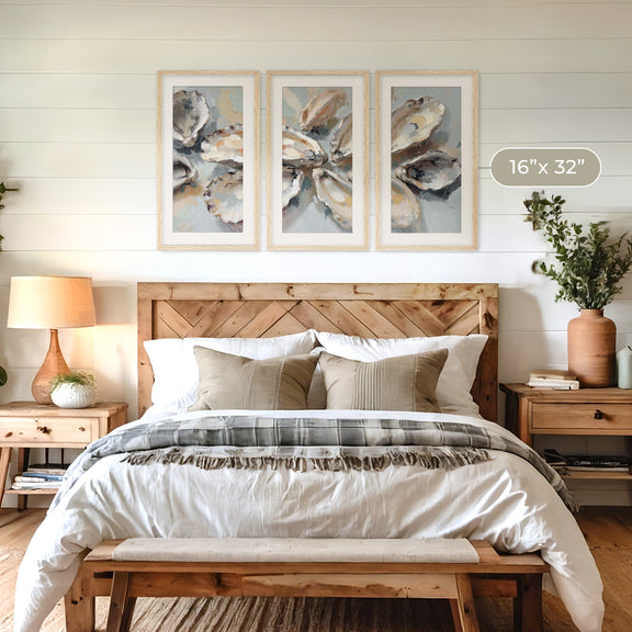 Oyster Shells Painting Triptych - Sage and Rose Prints