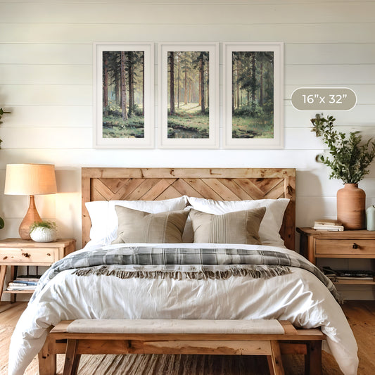 Sunny Forest Clearing Painting Triptych - Sage and Rose Prints