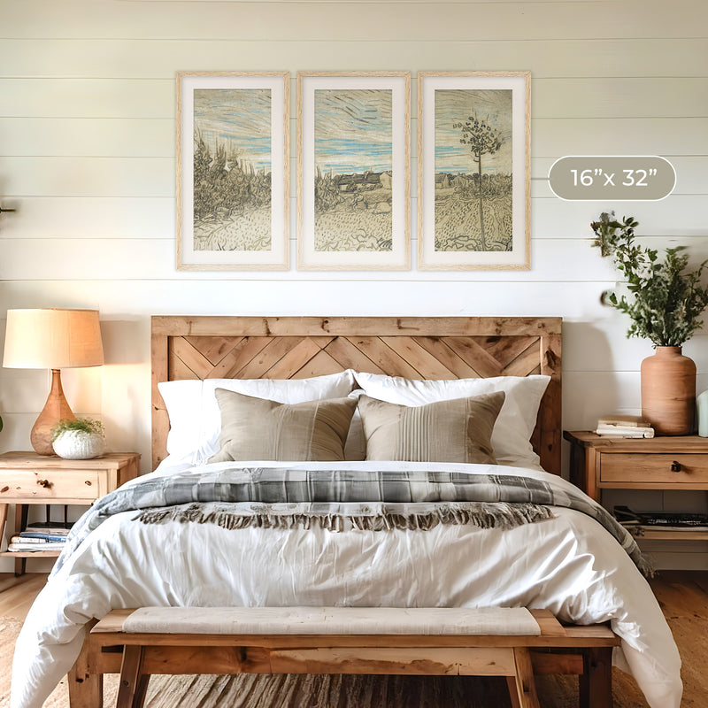 3 Piece Wheat Field Painted by Van Gough - Sage and Rose Prints